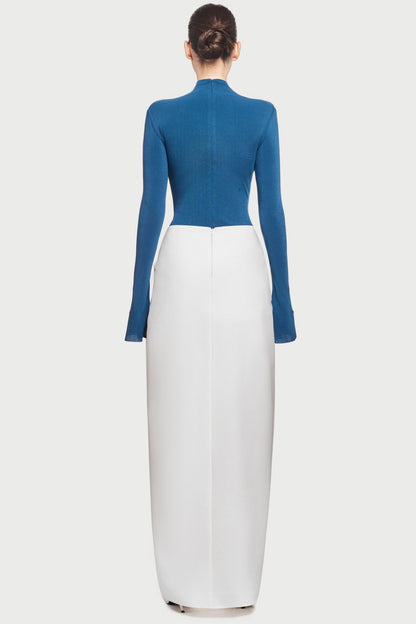 Fairly Deconstruct Ruched Maxi Dress - Blue