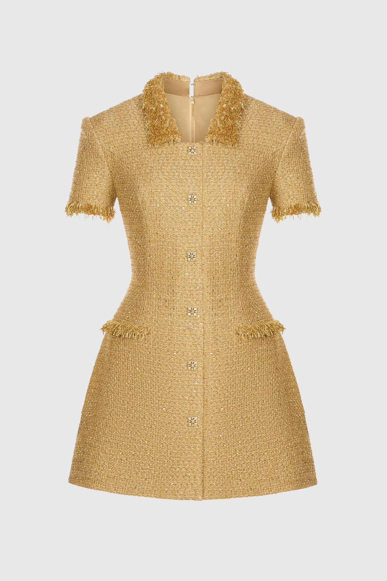 Elborno Gold Embellished Mini Dress