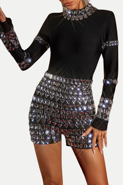 Einar Rhinestone Bandage Romper