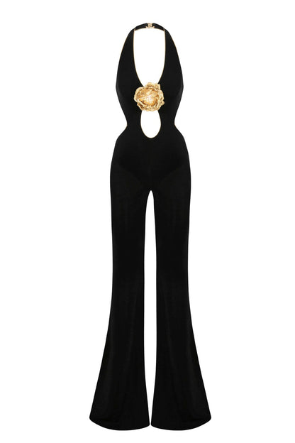 Eithne Flower Halter Cutout Jumpsuit