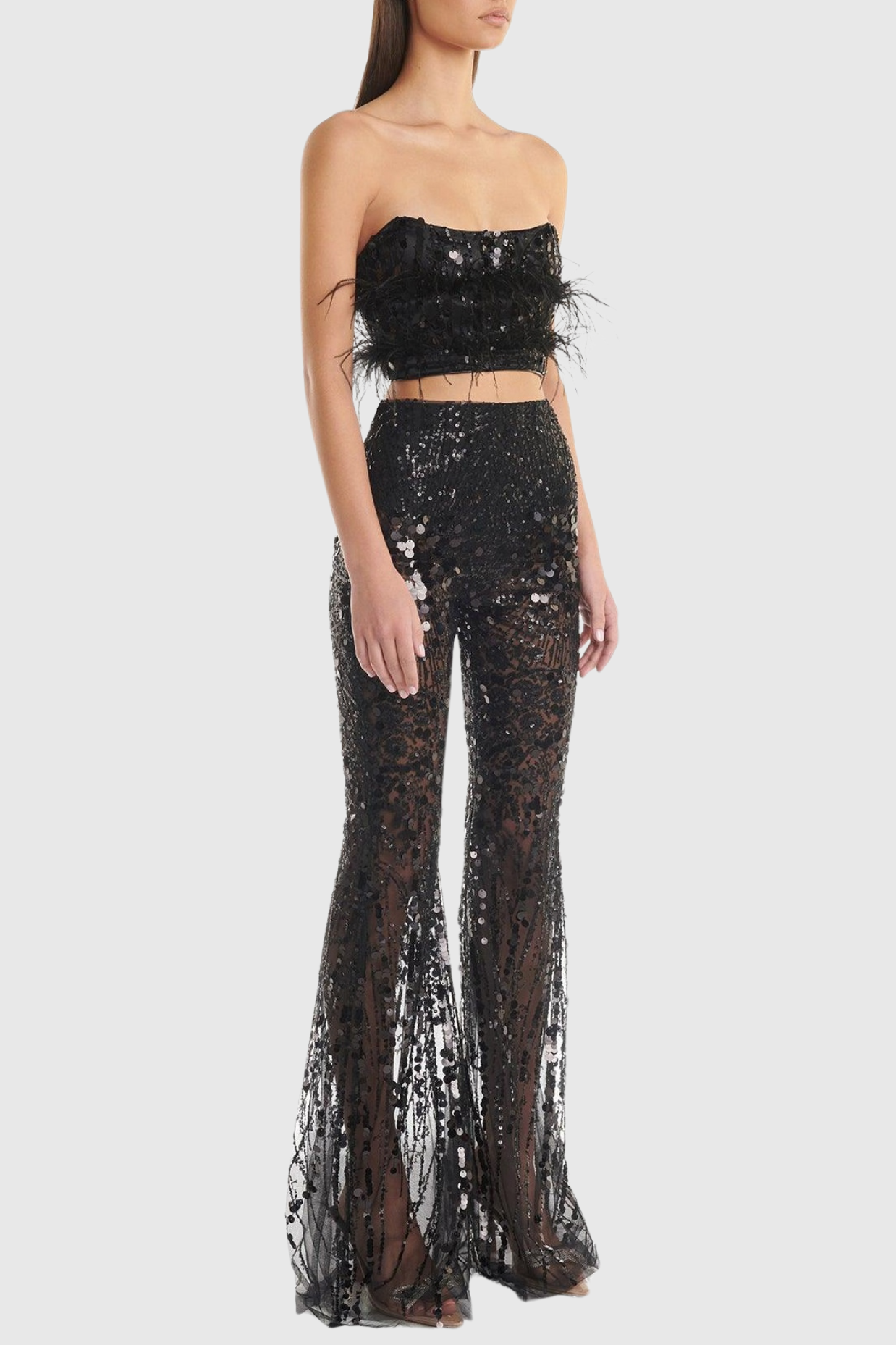 Eleri Feather Sequin Corset Two Piece Set
