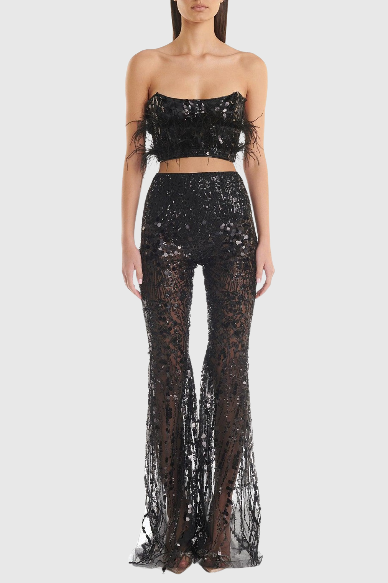 Eleri Feather Sequin Corset Two Piece Set
