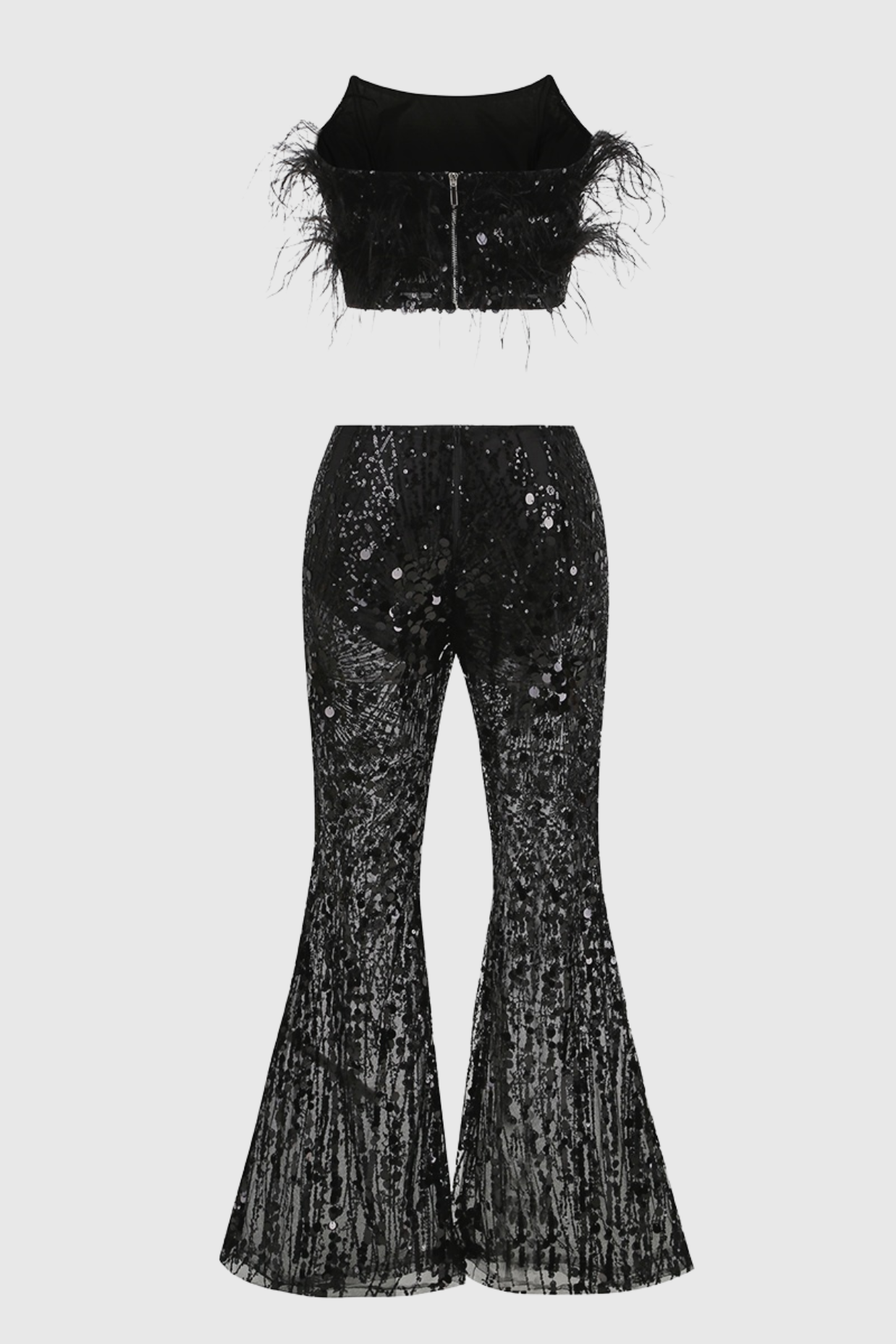 Eleri Feather Sequin Corset Two Piece Set
