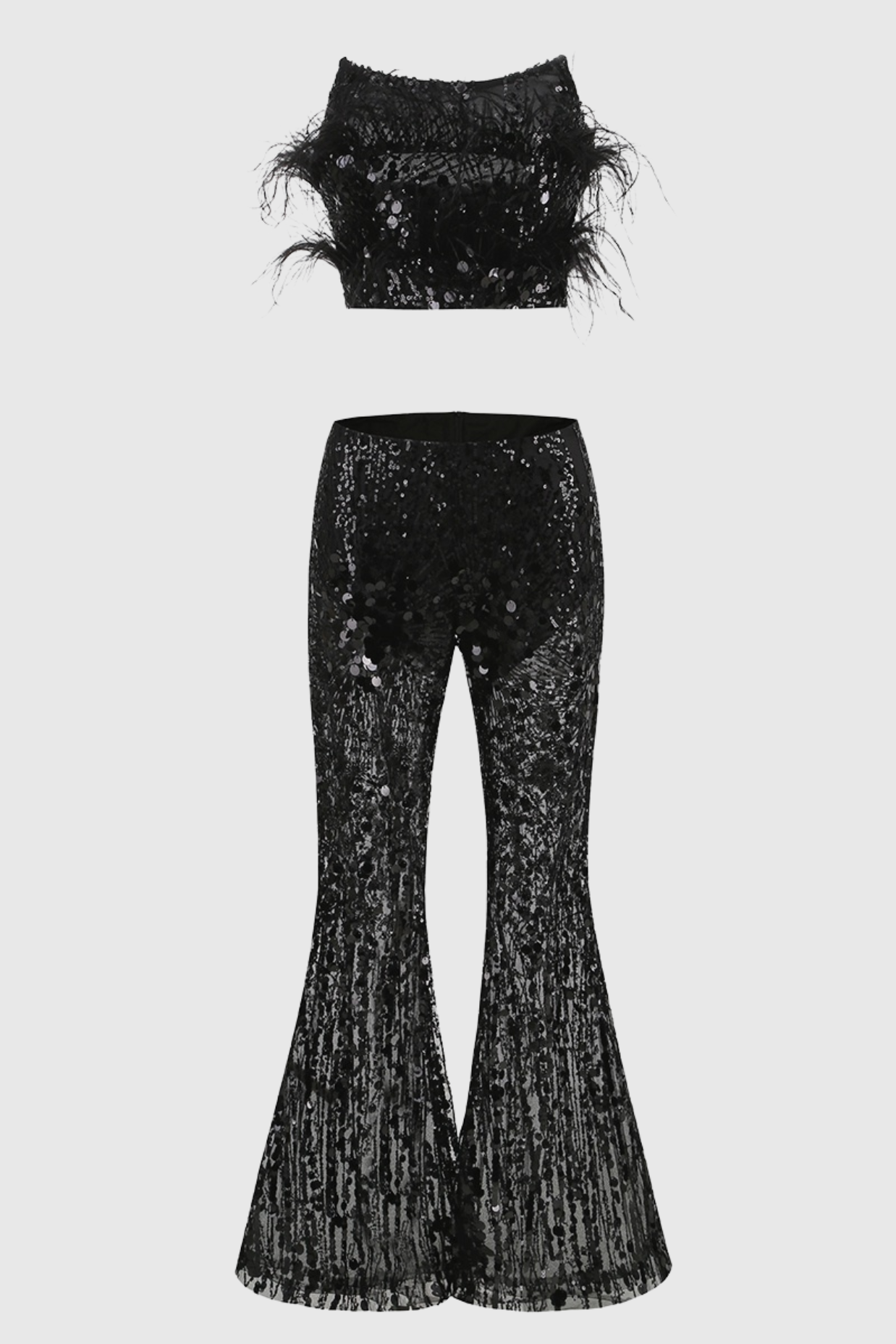 Eleri Feather Sequin Corset Two Piece Set