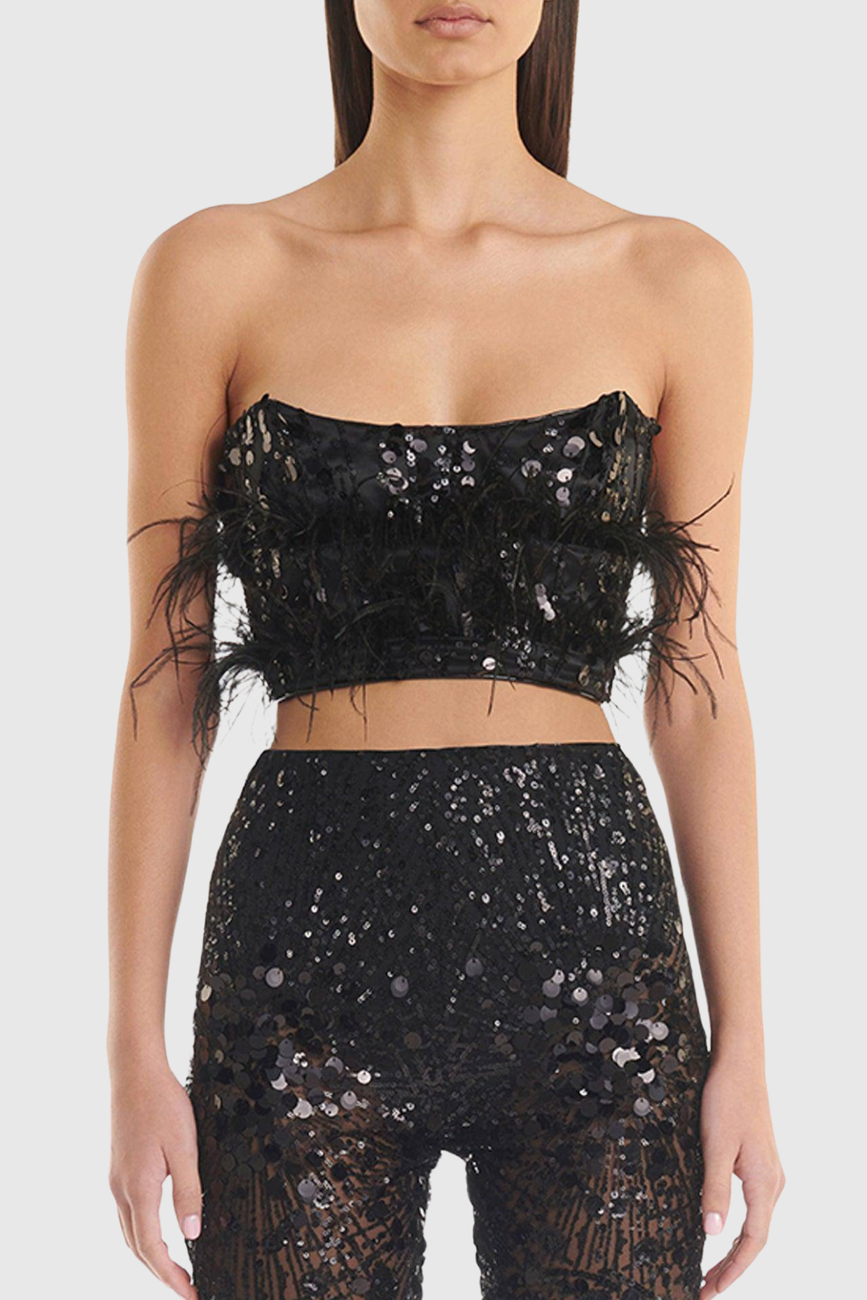 Eleri Feather Sequin Corset Two Piece Set