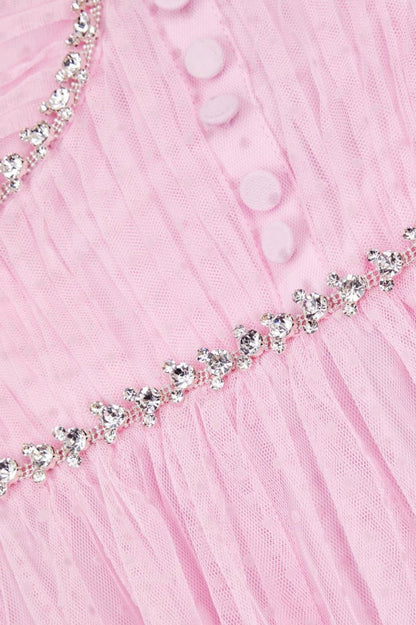 Elgine Crystal-Embellished Lace-trimmed Midi Dress