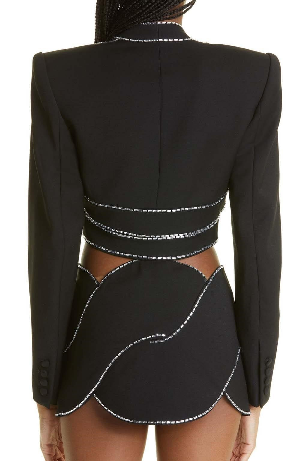 Emmalyn Latticed Embellished Blazer Set