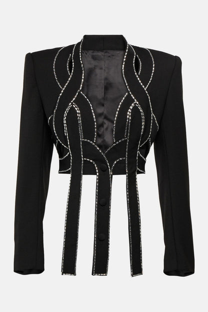 Emmalyn Latticed Embellished Blazer Set