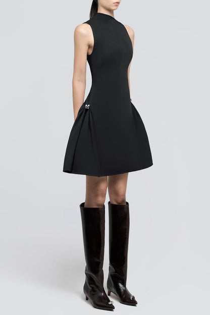 Eorkone Symmetric Draped Mini Dress - Black