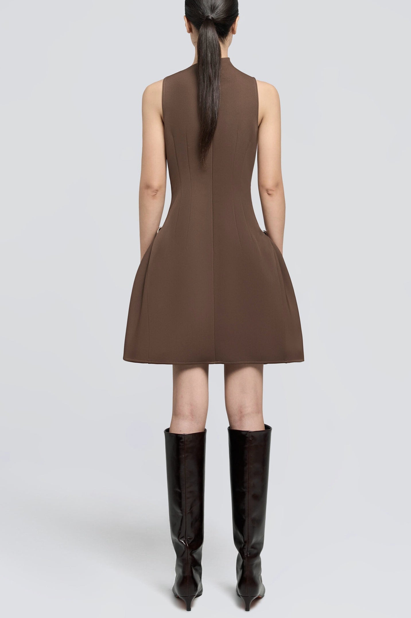 Eorkone Symmetric Draped Mini Dress - Brown