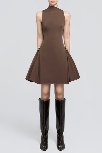 Eorkone Symmetric Draped Mini Dress - Brown