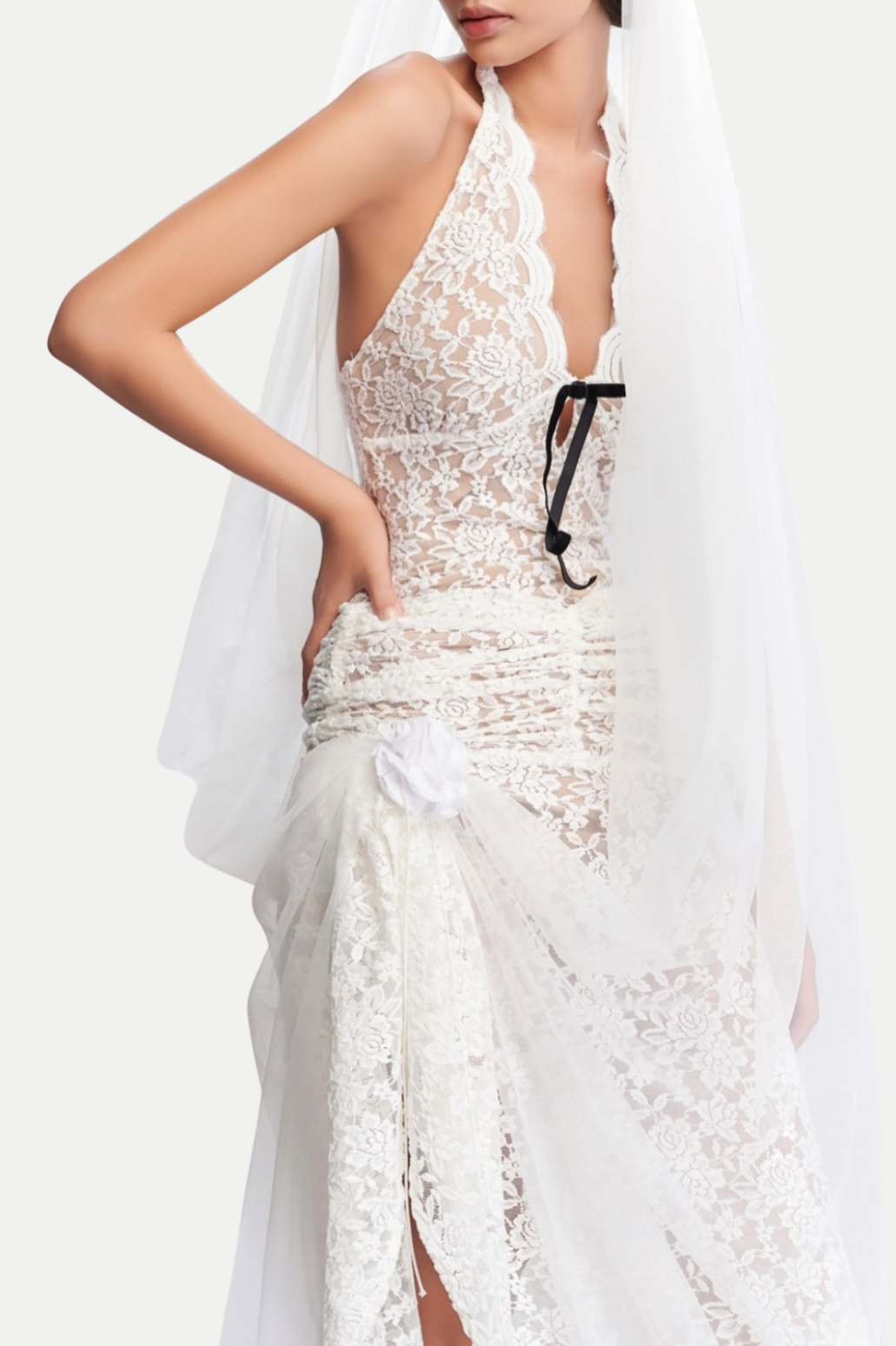 Eorl Halter Lace Midi Dress