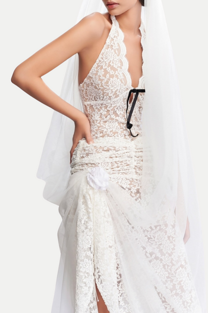 Eorl Halter Lace Midi Dress