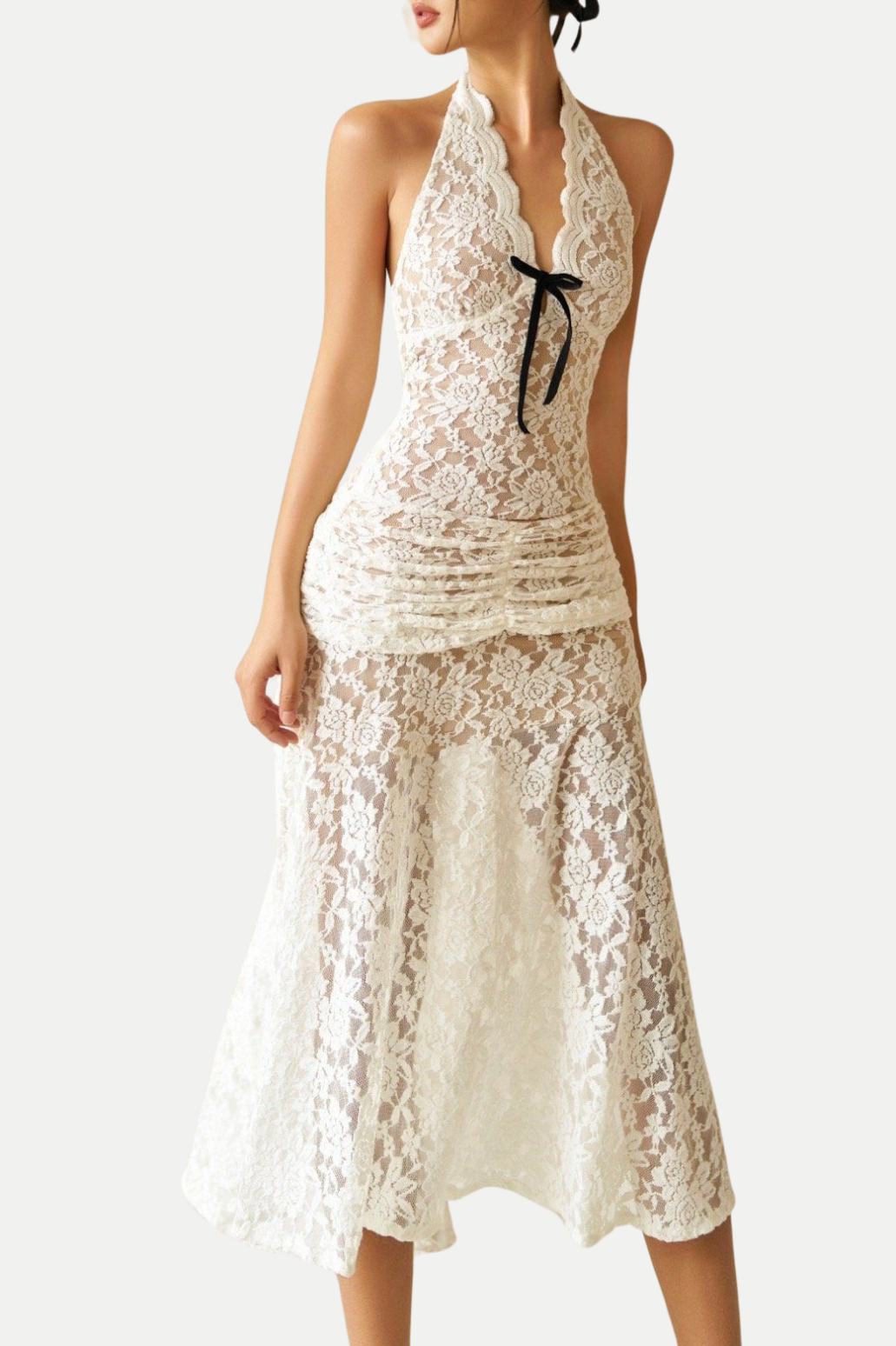 Eorl Halter Lace Midi Dress