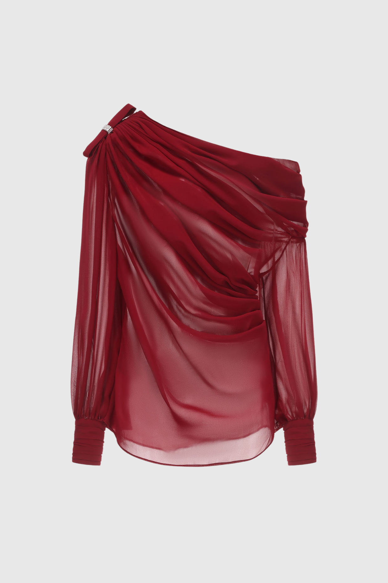 Ephai Ruched Chiffon Ruffle Two Piece Set - Red