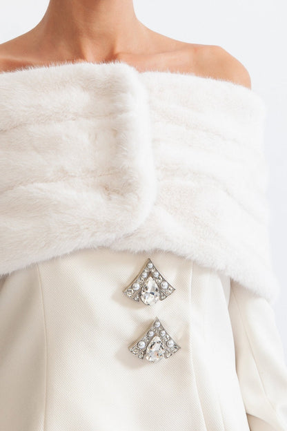 Eunice Off Shoulder Faux Fur Two Piece Set