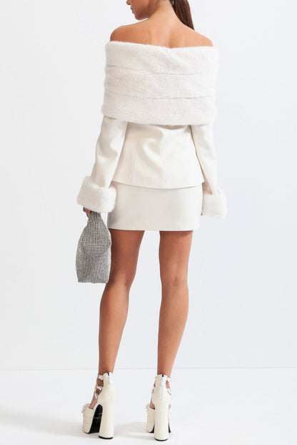 Eunice Off Shoulder Faux Fur Two Piece Set