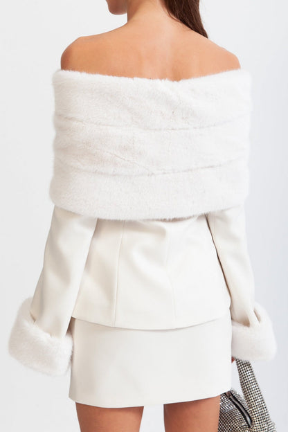 Eunice Off Shoulder Faux Fur Two Piece Set