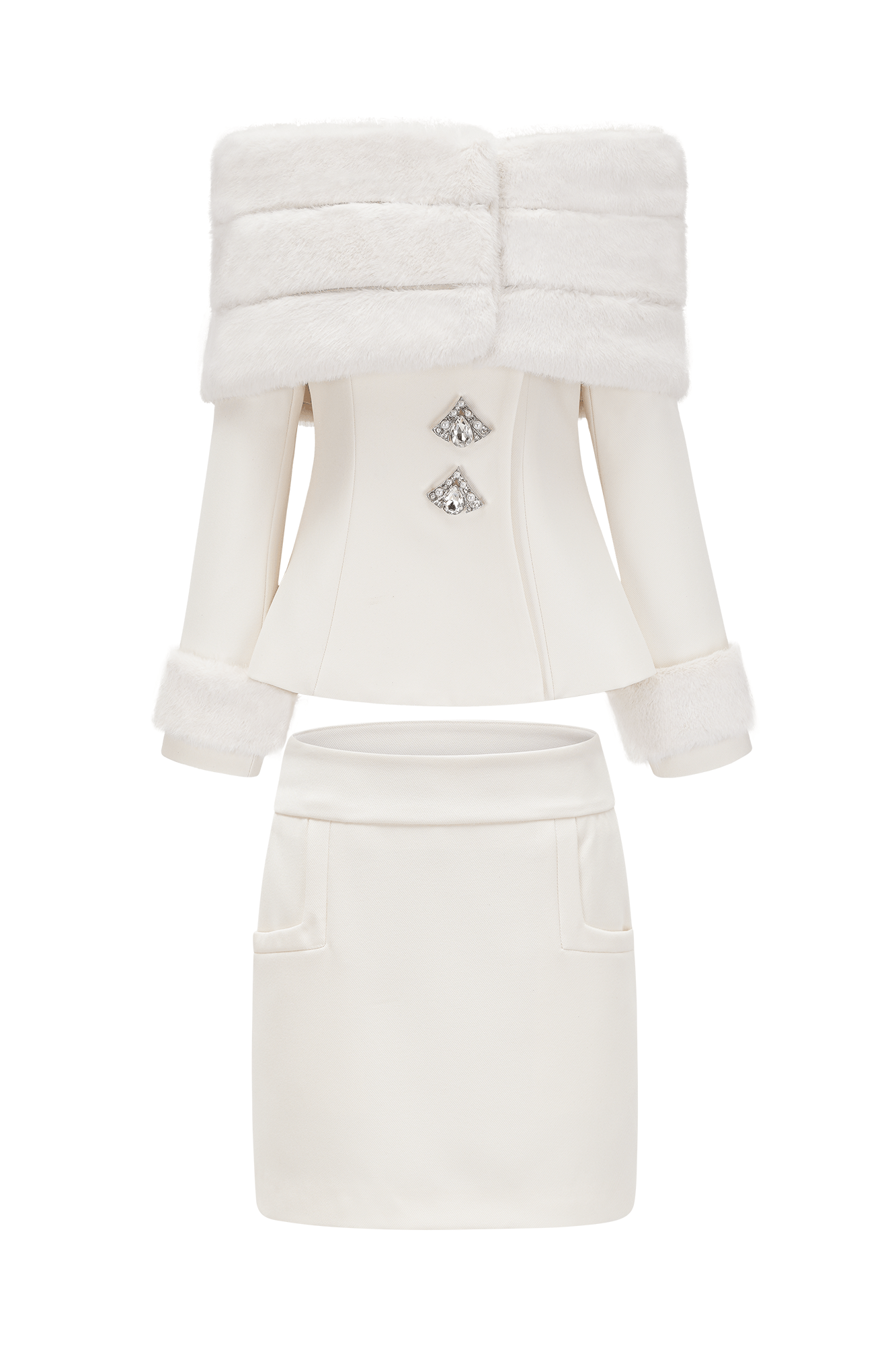 Eunice Off Shoulder Faux Fur Two Piece Set