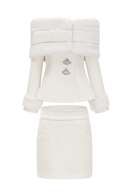 Eunice Off Shoulder Faux Fur Two Piece Set