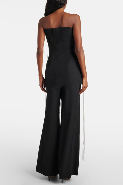 Farrar Chain-deatil Strapless Jumpsuit