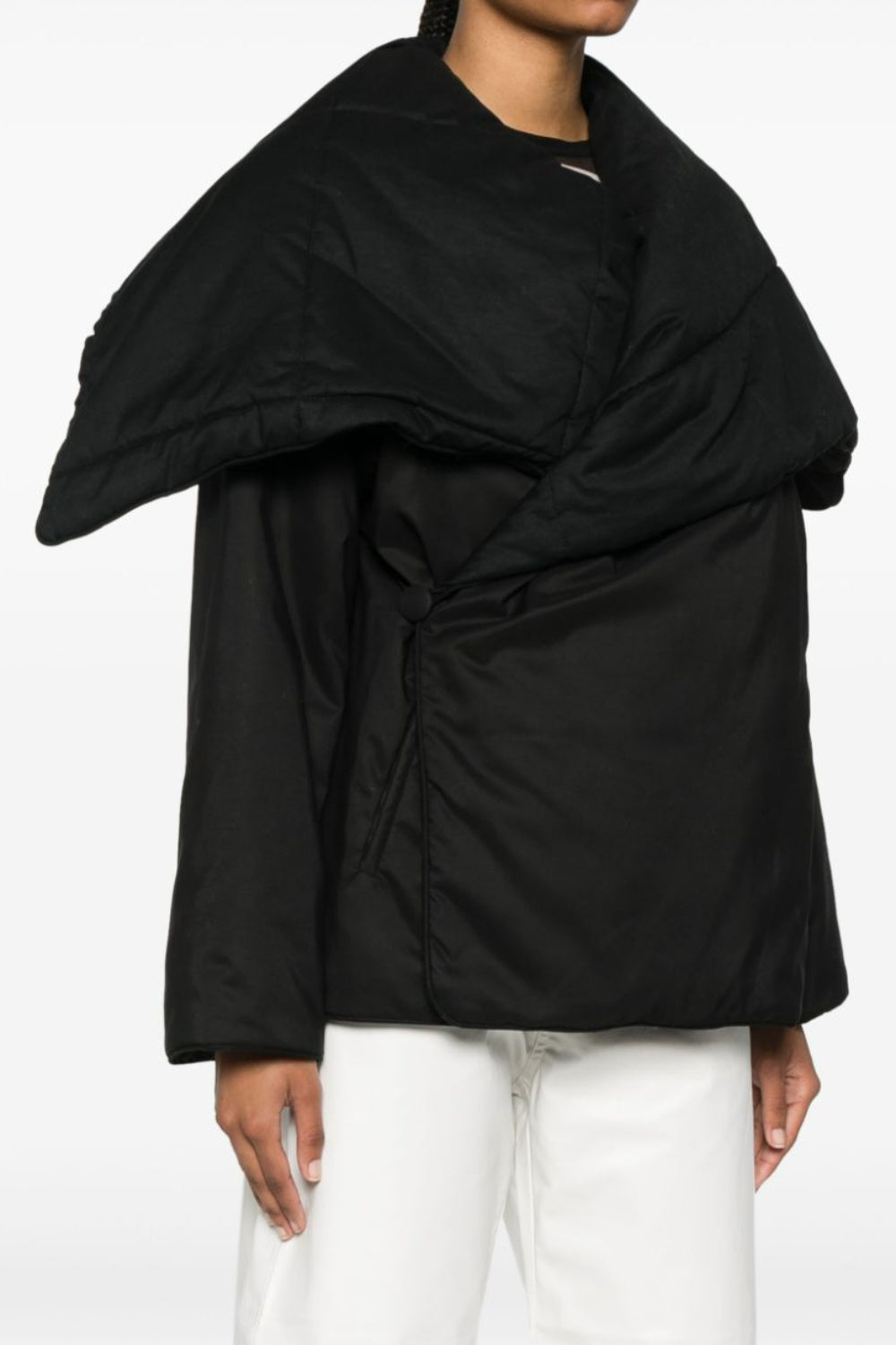 Fern Lapel Padded Jacket - Black