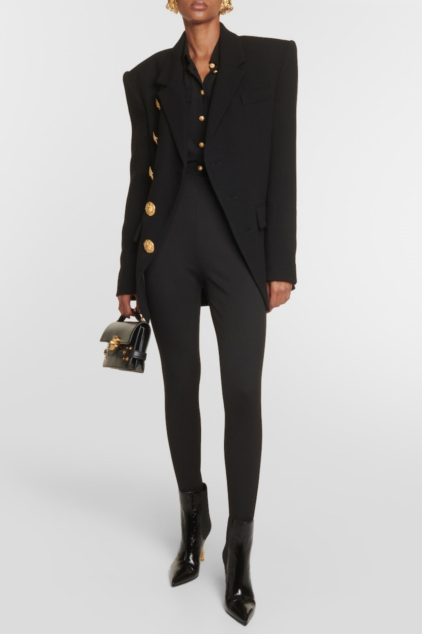 Filitsa Asymmetrical Gold Button Blazer