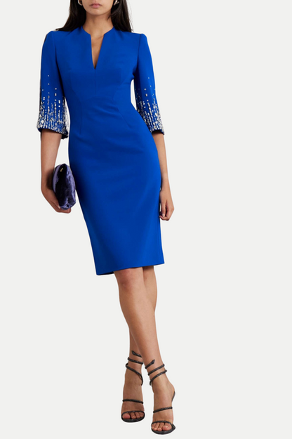 Fulia Diamante Embellished Midi Dress - Blue