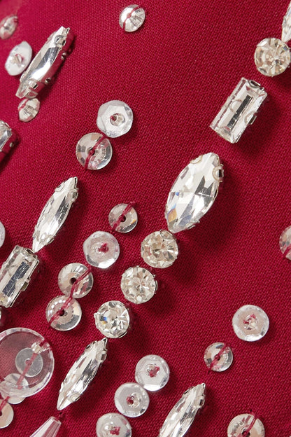 Fulia Diamante Embellished Midi Dress - Red