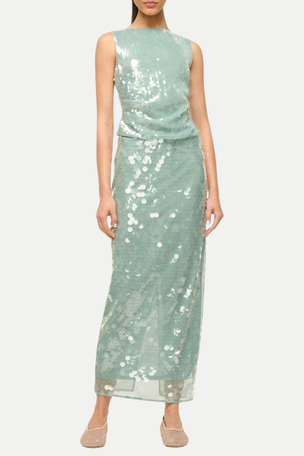 Gawaya Sequin Tulle Midi Skirt