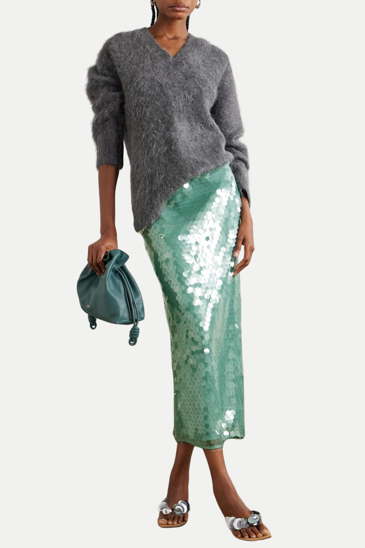 Gawaya Sequin Tulle Midi Skirt