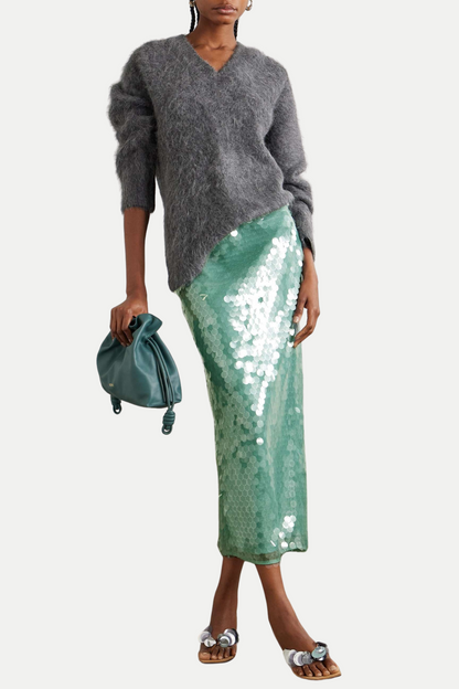 Gawaya Sequin Tulle Midi Skirt