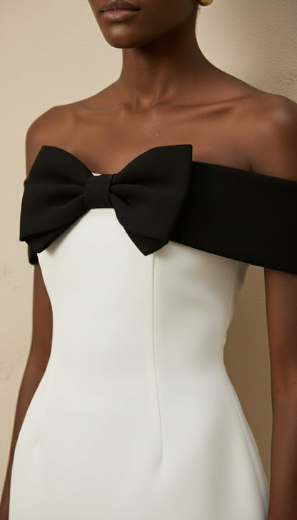 Ariana Bow-Splice Off-Shoulder Mini Dress