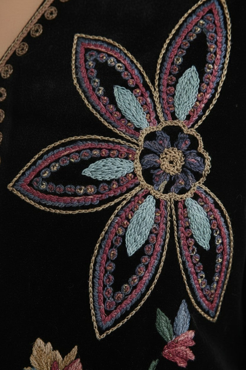 Velora Vintage Velvet Embroidered Jacket