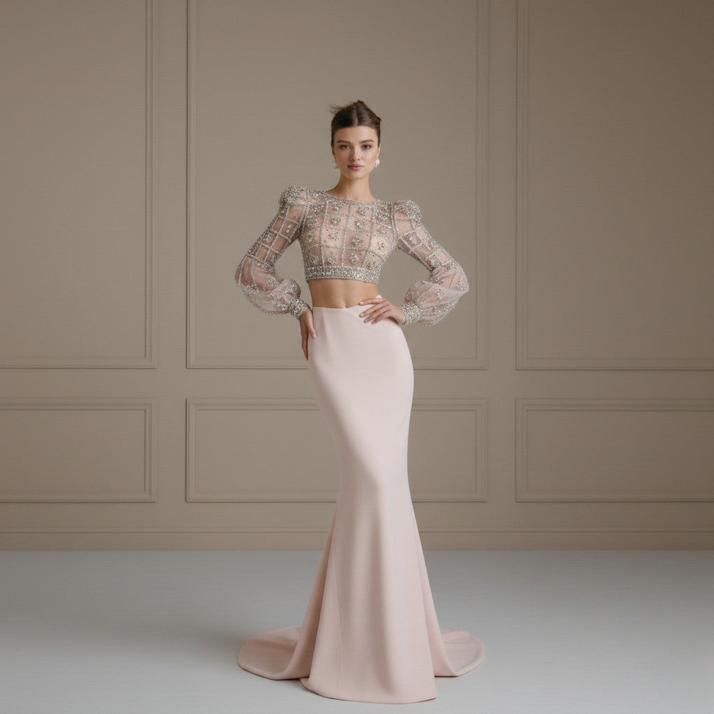 Embellished Crystal Mesh Couture Dress