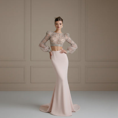 Embellished Crystal Mesh Couture Dress