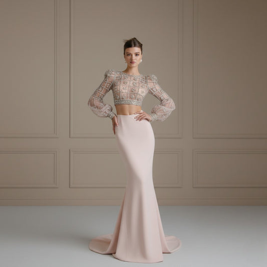 Embellished Crystal Mesh Couture Dress