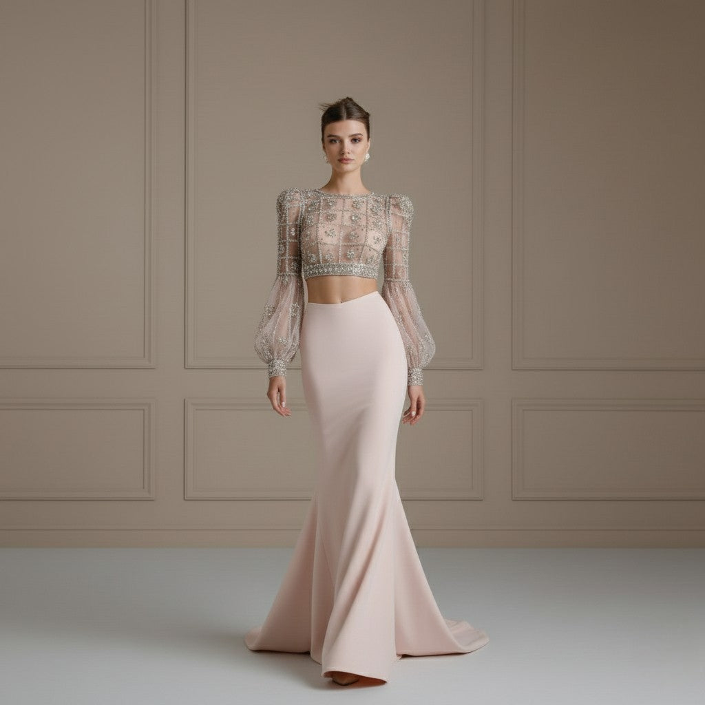 Embellished Crystal Mesh Couture Dress