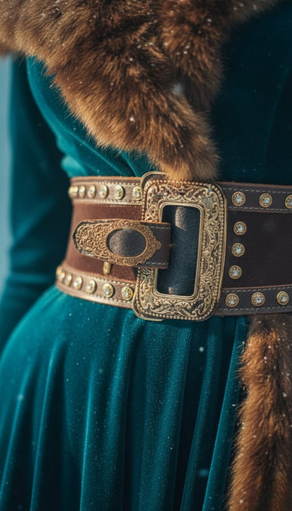 Celeste Fur-Collar Velvet Maxi Coat Dress – Deep Blue