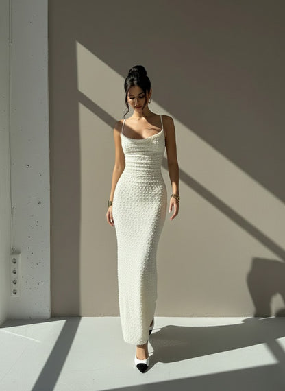 Backless Knit Slim Maxi Dress