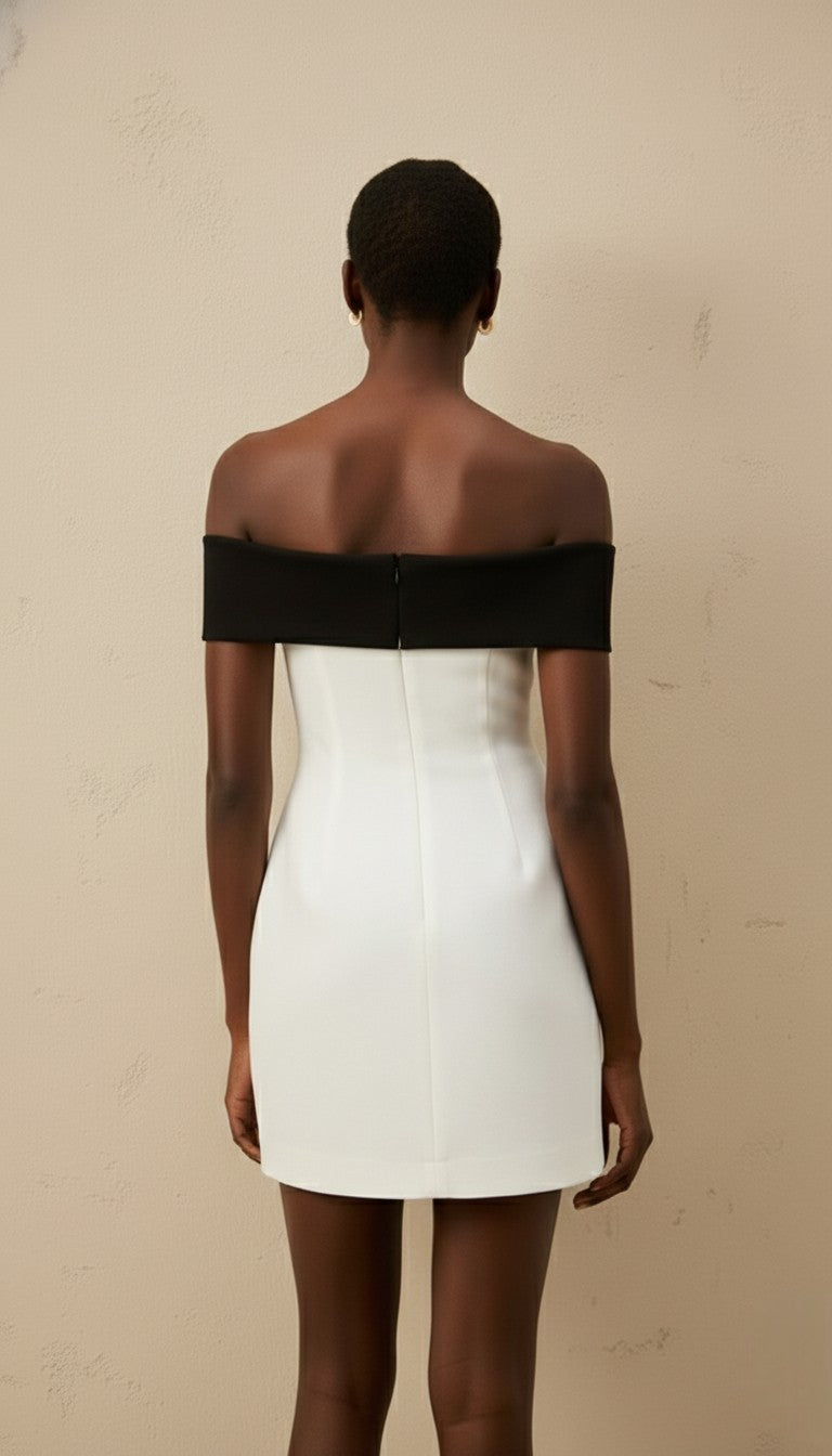 Ariana Bow-Splice Off-Shoulder Mini Dress