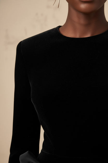 Structured Velvet & 3D Rosette Mini Dress