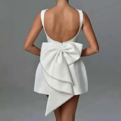 Backless Bow Mini Dress