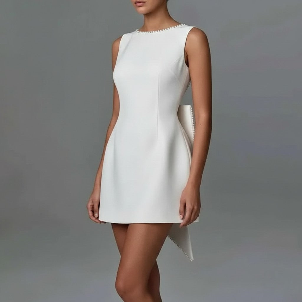 Backless Bow Mini Dress