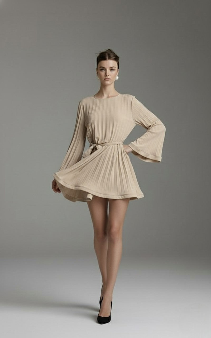 Elegant Pleated Flare Mini Dress