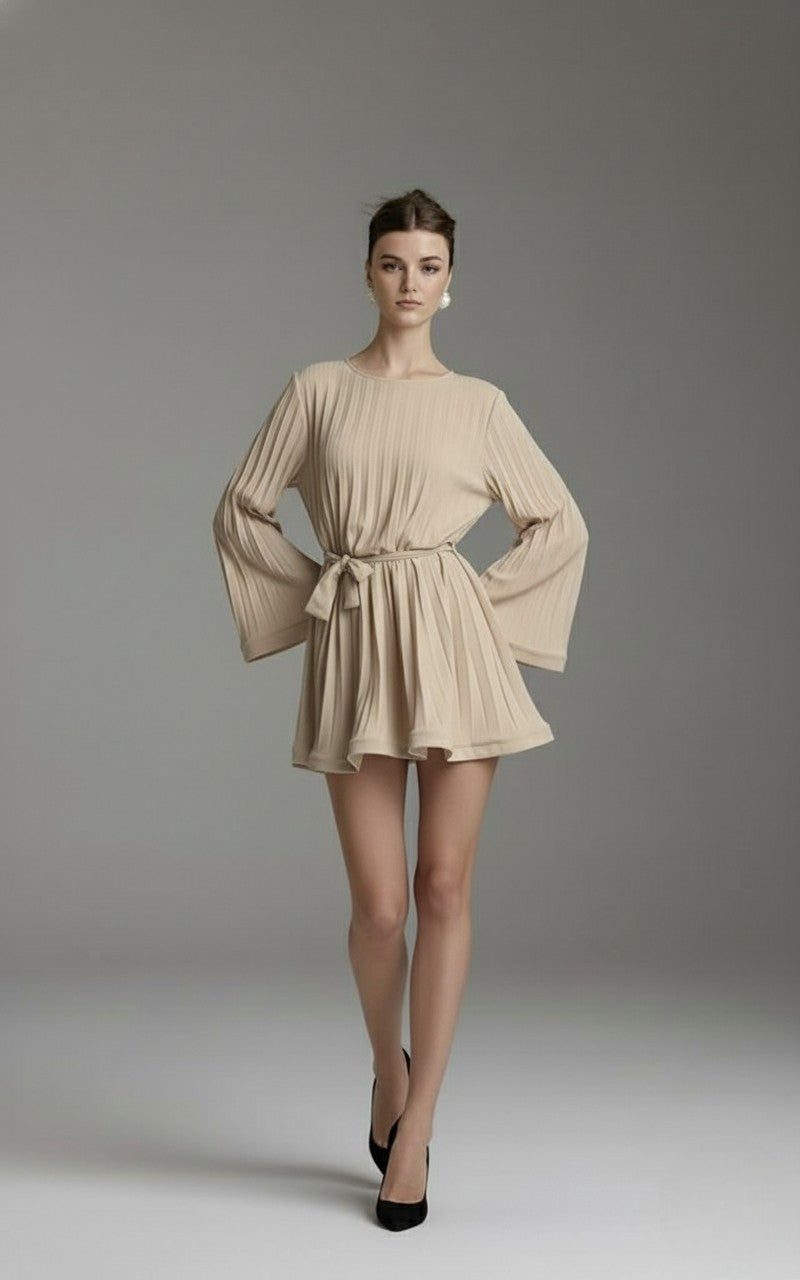 Elegant Pleated Flare Mini Dress