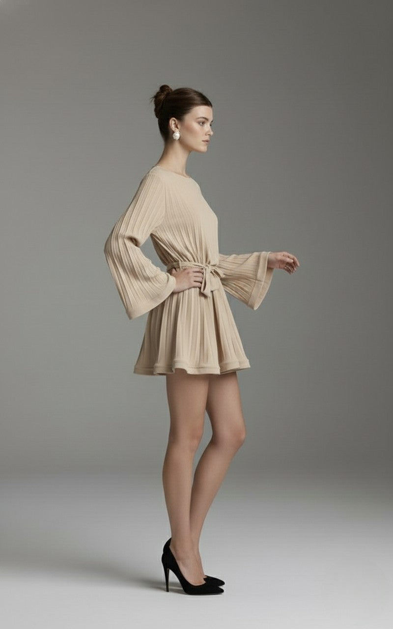Elegant Pleated Flare Mini Dress