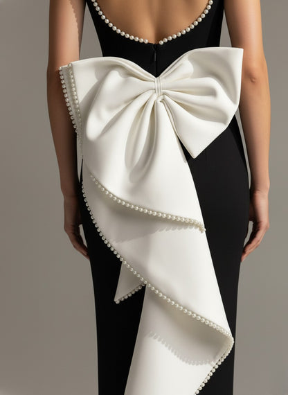 Backless Maxi Dress with Oversized Bow