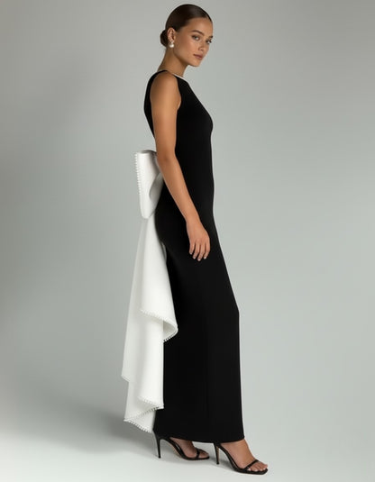 Backless Maxi Dress with Oversized Bow