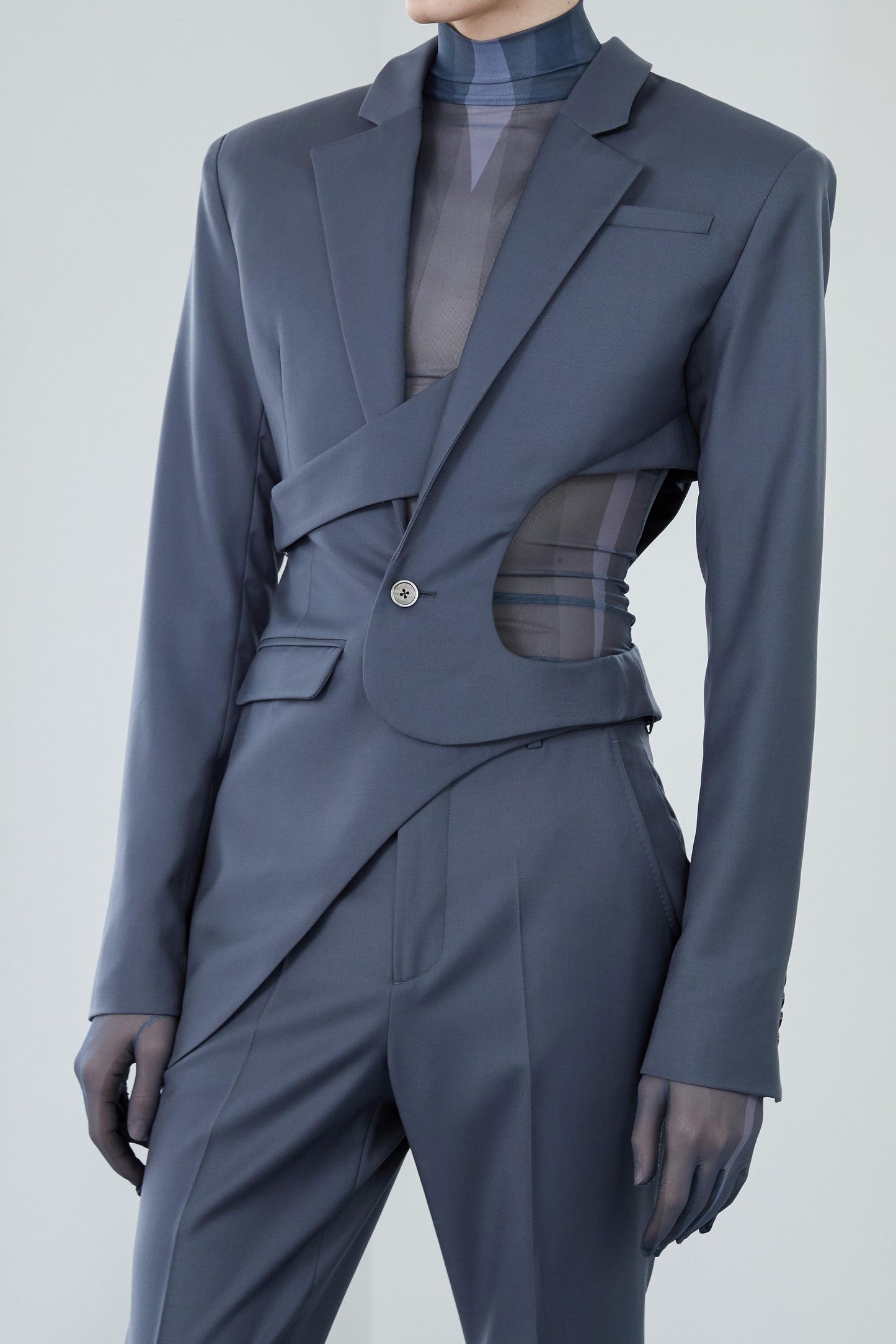 Georgia Asymmetric Cutout Blazer - Grey